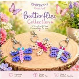 Collection of Forever Beaded butterfly keychains