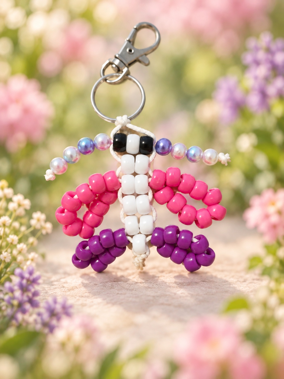 Butterfly handmade beaded keychain
