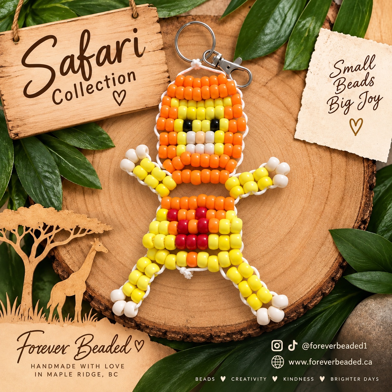 Forever Beaded Lion keychain