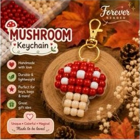 Forever Beaded Mushroom keychain