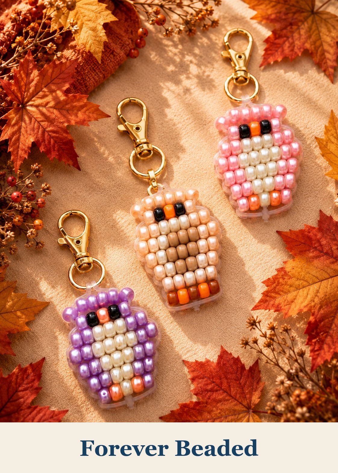 Forever Beaded Owl keychain