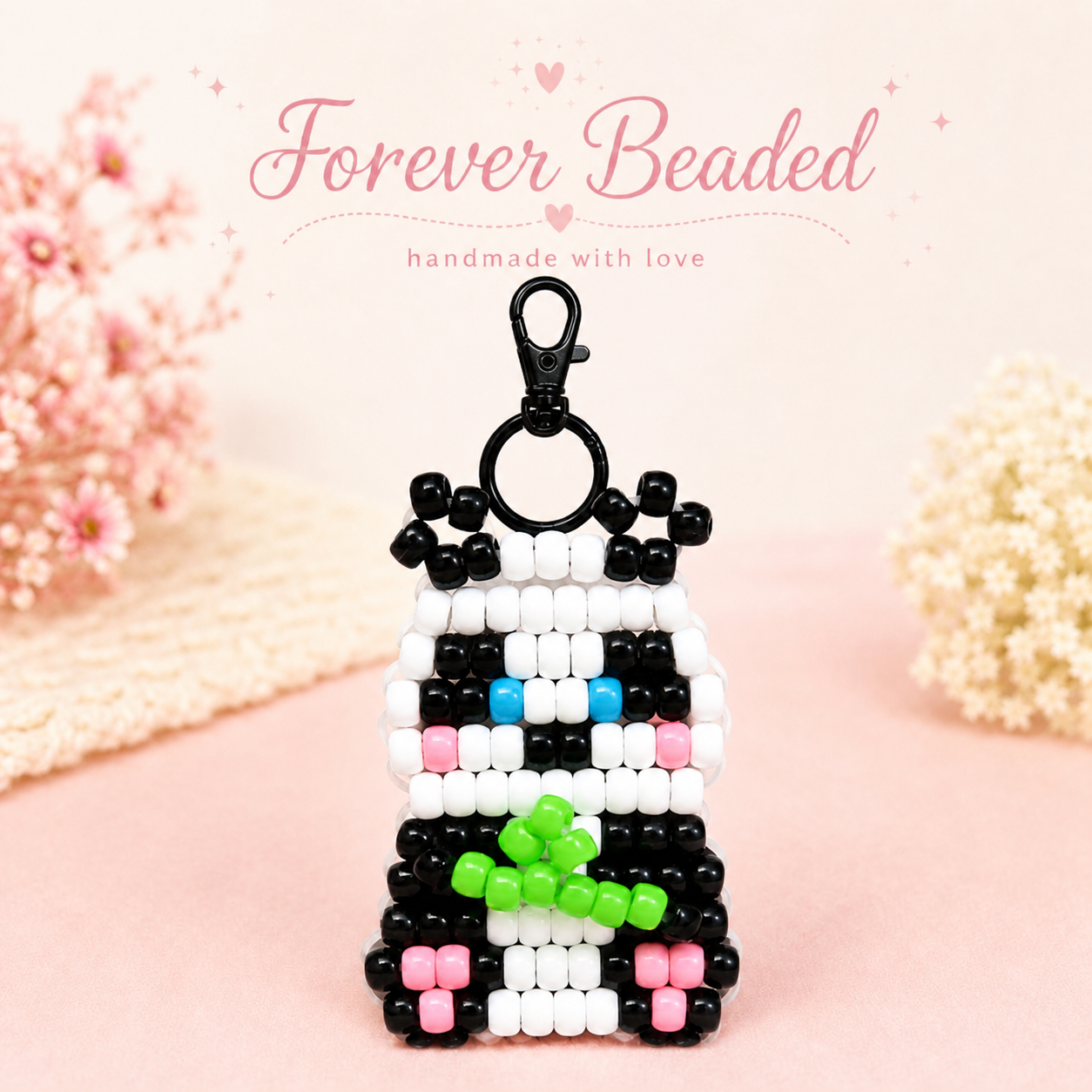 Forever Beaded Panda keychain