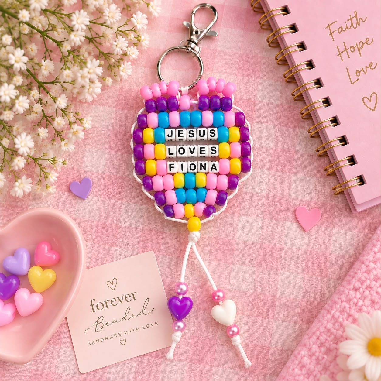 Personalized Faith Heart Keychain