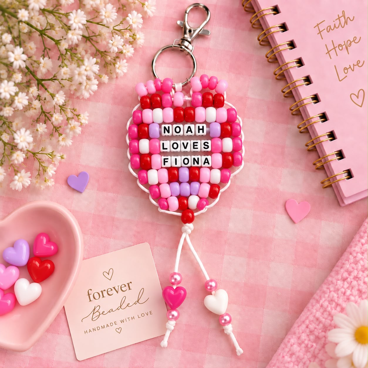 Personalized Love Heart Keychain