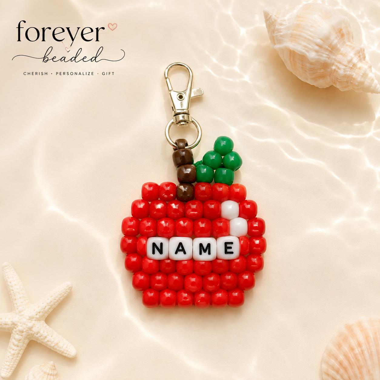 Forever Beaded Apple keychain