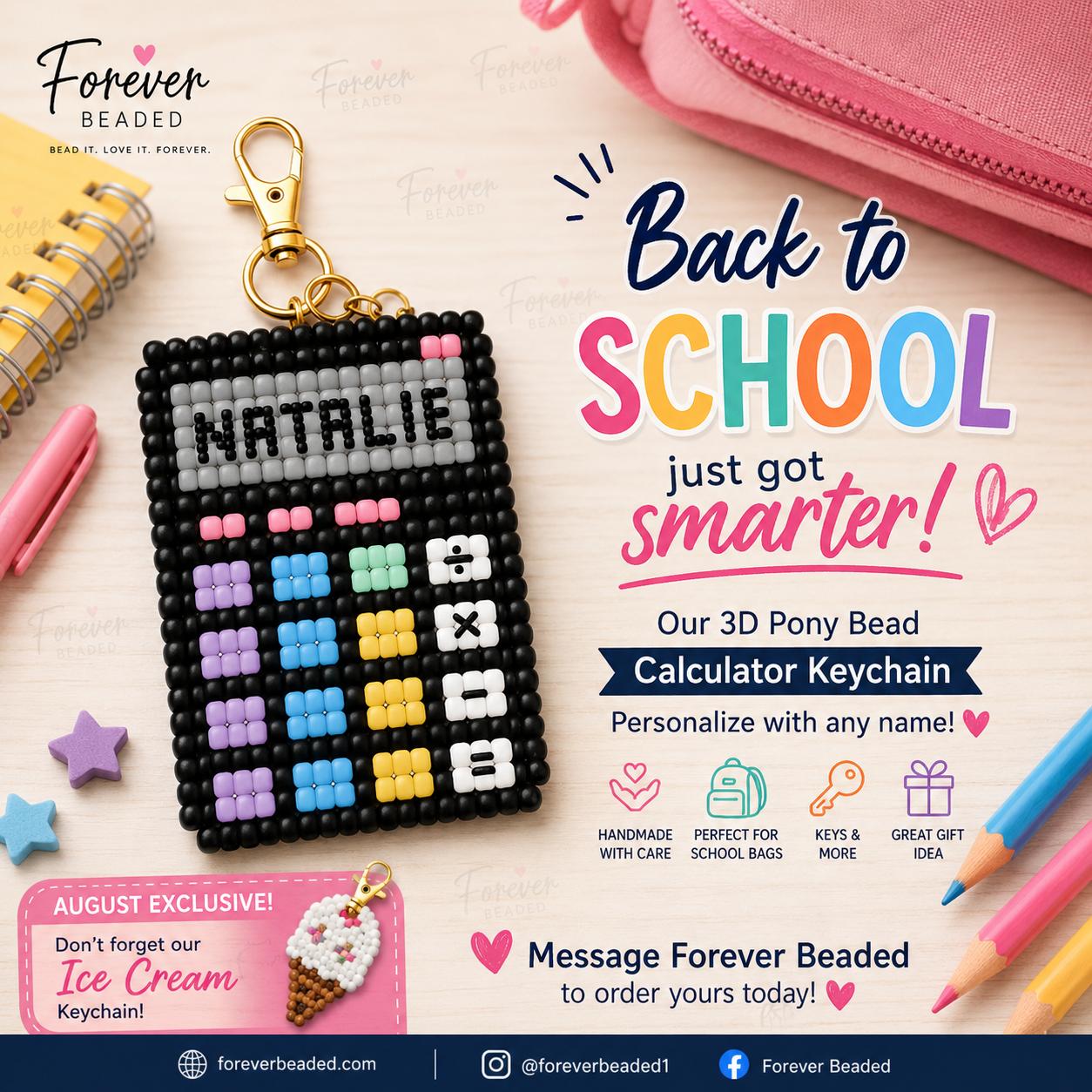 Forever Beaded Calculator keychain