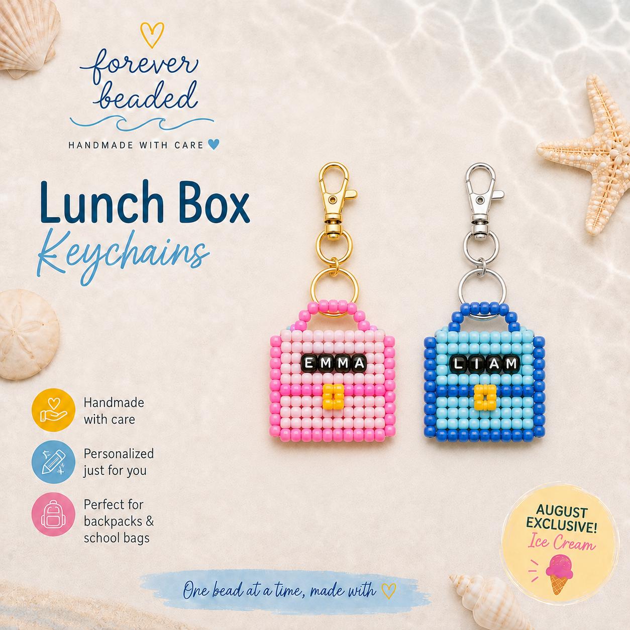 Forever Beaded Lunch Box keychains