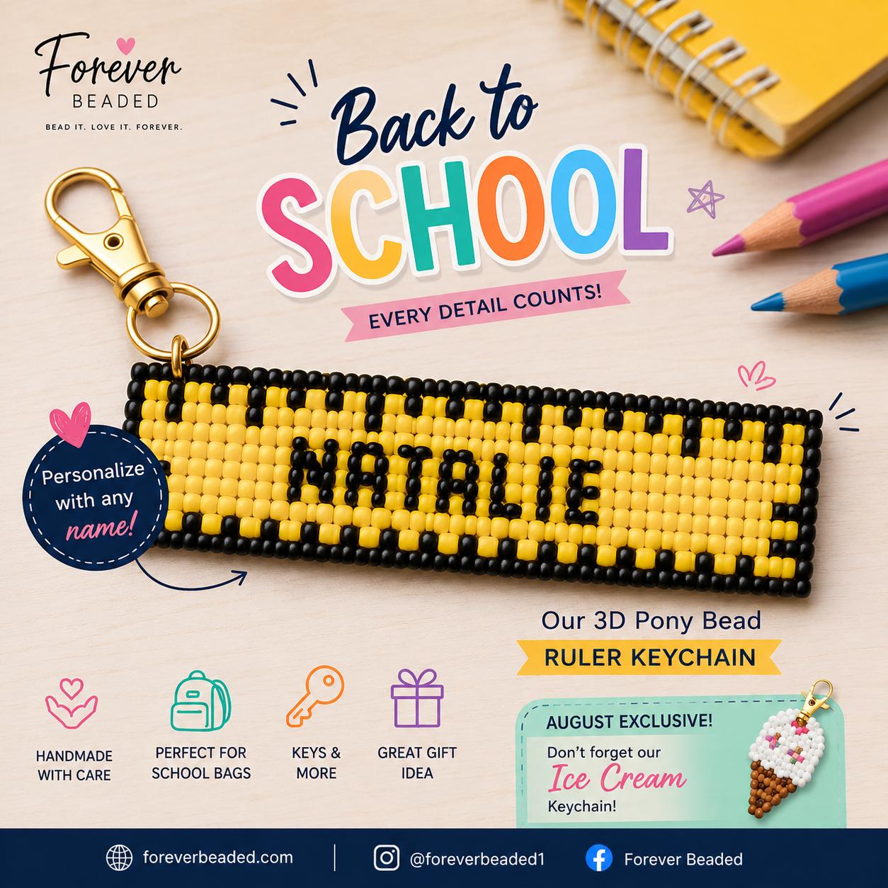 Forever Beaded Ruler keychain