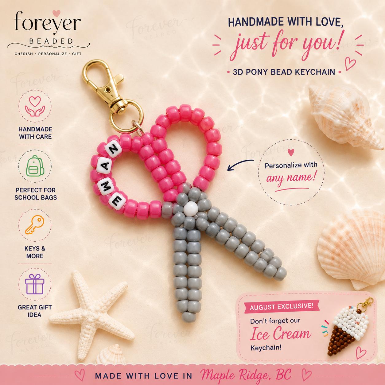 Forever Beaded Scissors keychain