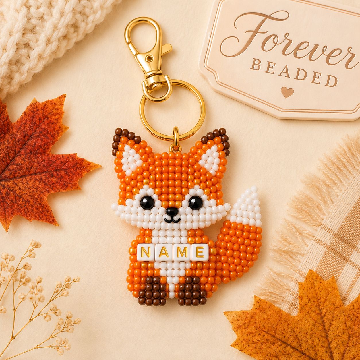 Forever Beaded Fox keychain