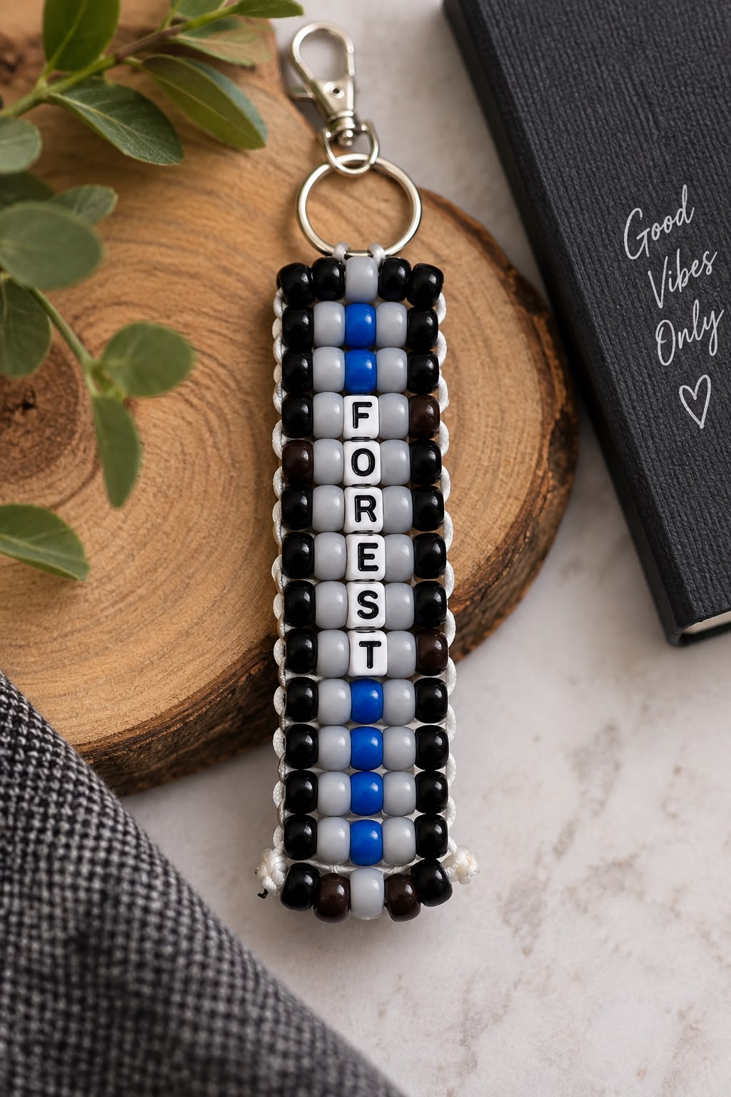 Varsity Stripe Personalized Keychain